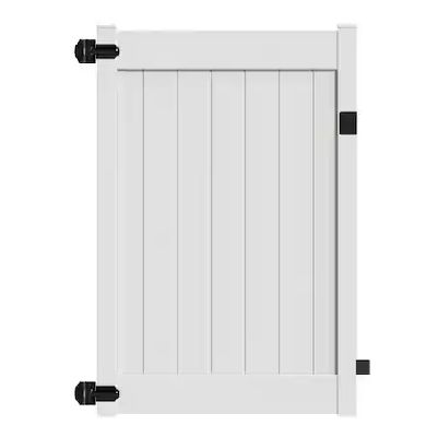 White vinyl fence gate, unassembled.