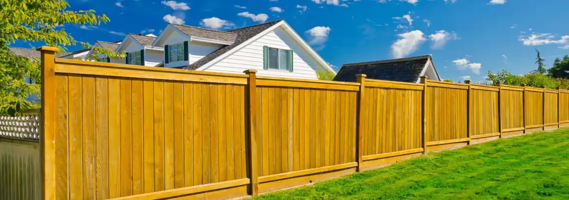 Wooden fence beside green lawn